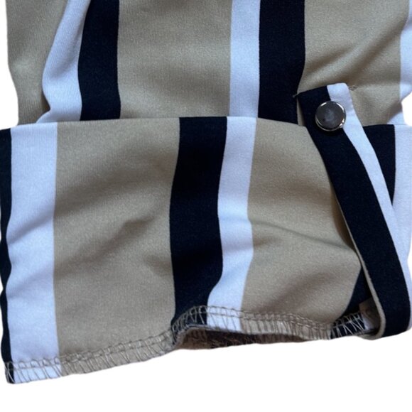 Cocomo Beige Striped Button Front 3/4 Sleeve Blouse Top Size Medium - Picture 5 of 5